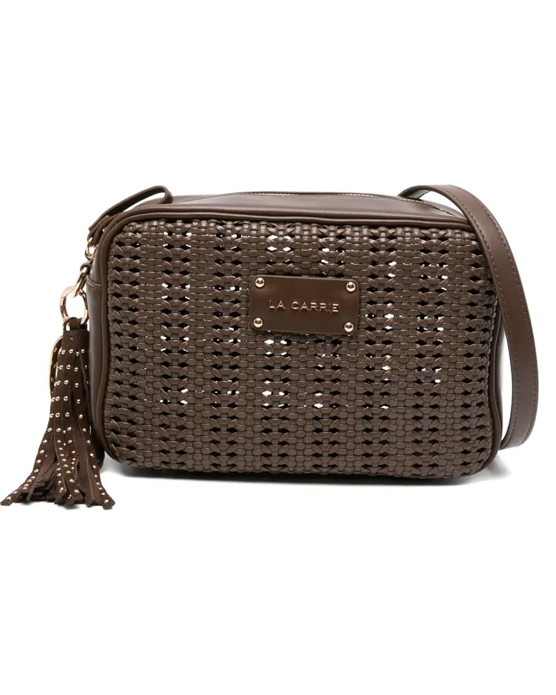 LA CARRIE Gewebte Schultertasche mit Quaste - Braun Braun