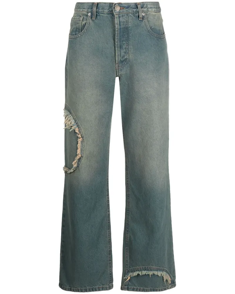 Edward Cuming Weite Jeans mit Logo-Patch - Blau Blau