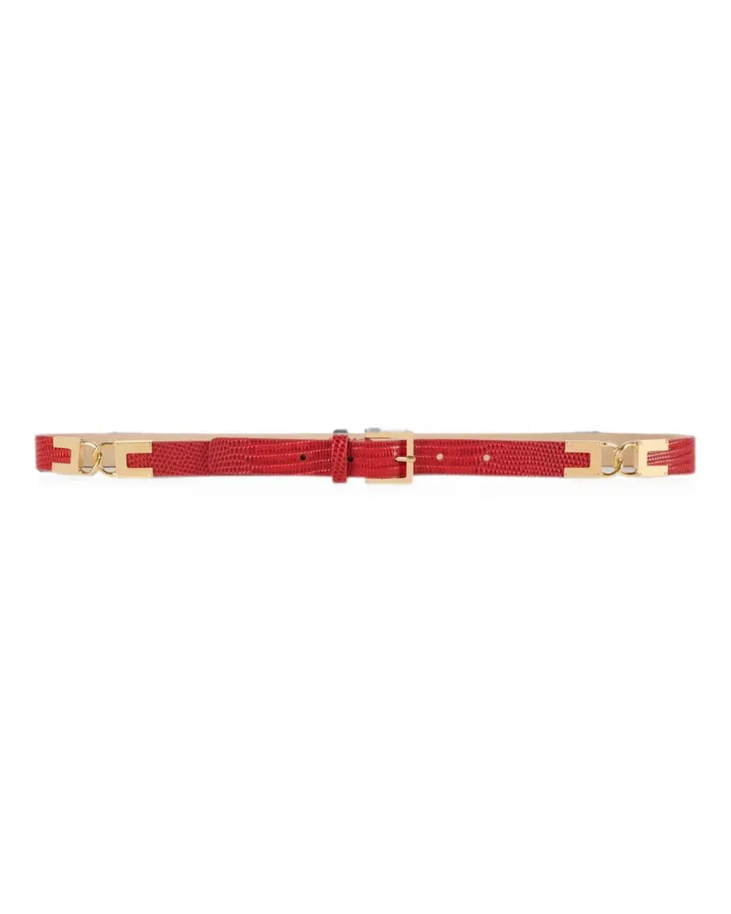 Elisabetta Franchi leather belt with lizard print - Rot Rot