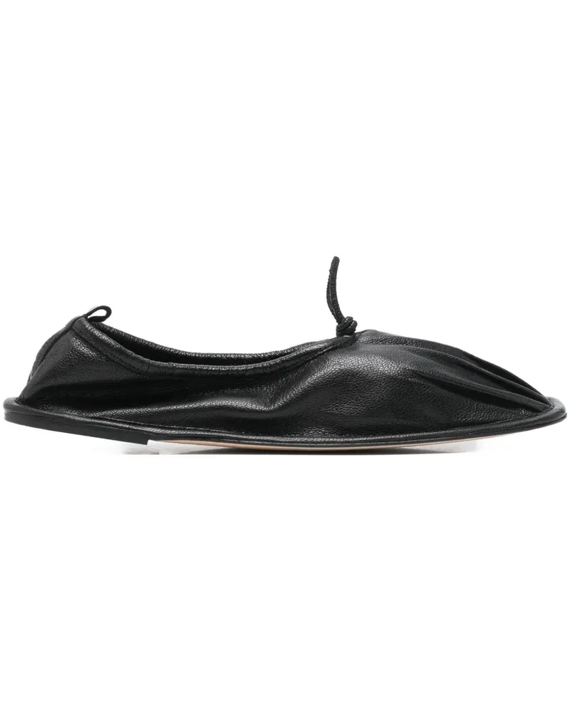 HEREU Puntera gathered ballet flats - Schwarz Schwarz