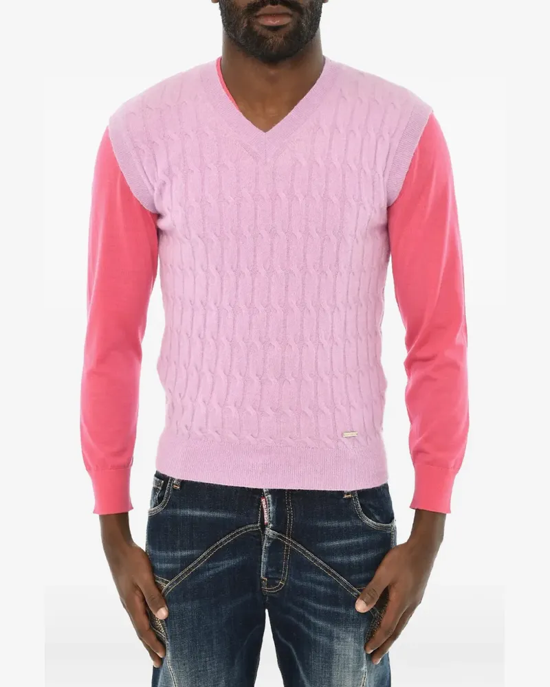 Dsquared2 cable-knit V-neck vest - Rosa Rosa