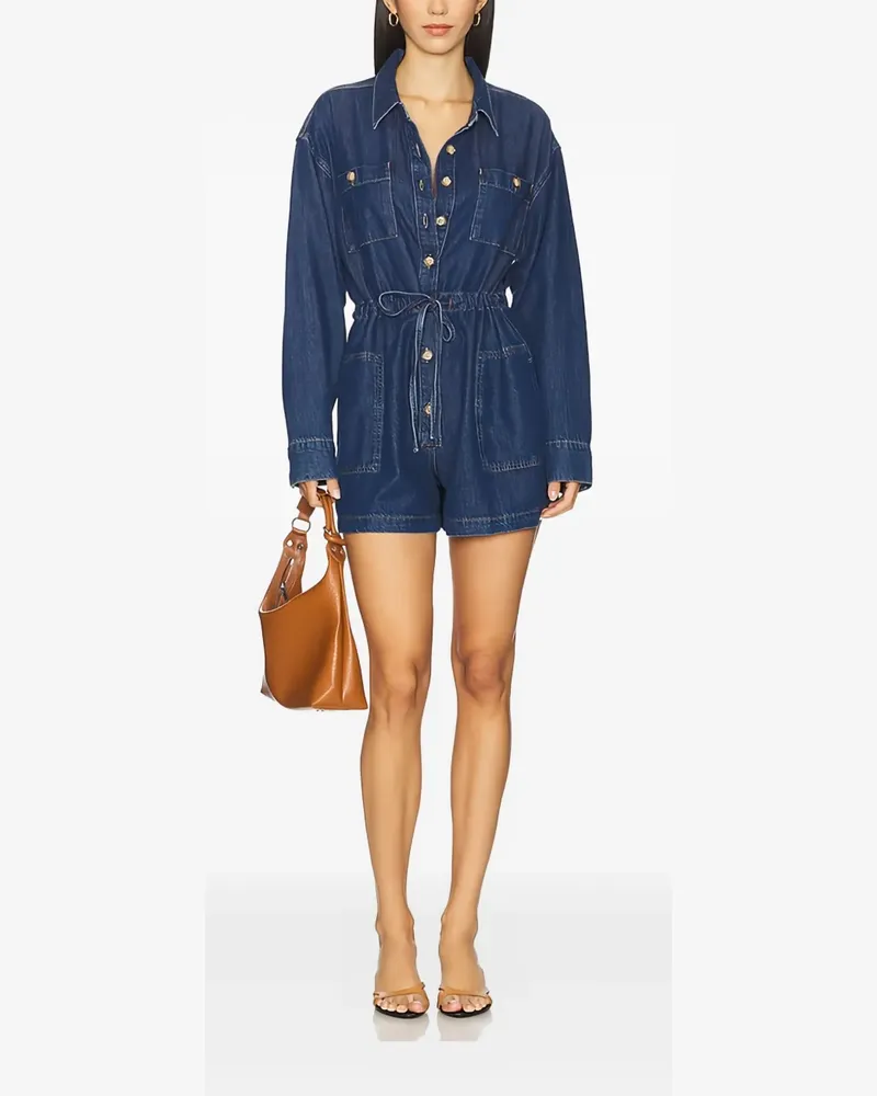 Paige Geknöpfter Madigan Strampler - Blau Blau