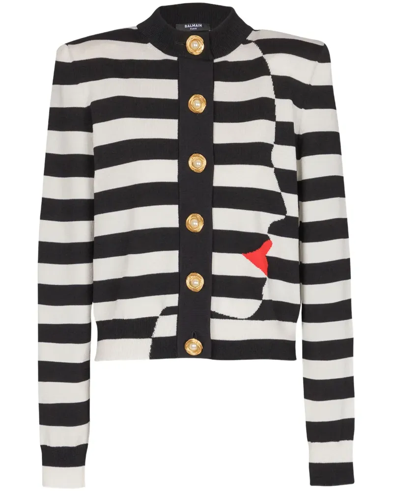 Balmain Face Mariniere Cardigan - Schwarz Schwarz