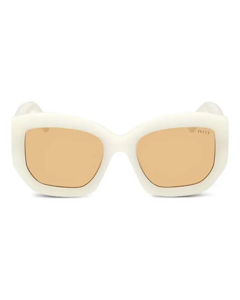 Emilio Pucci Sonnenbrille mit geometrischem Gestell - Weiß Weiß