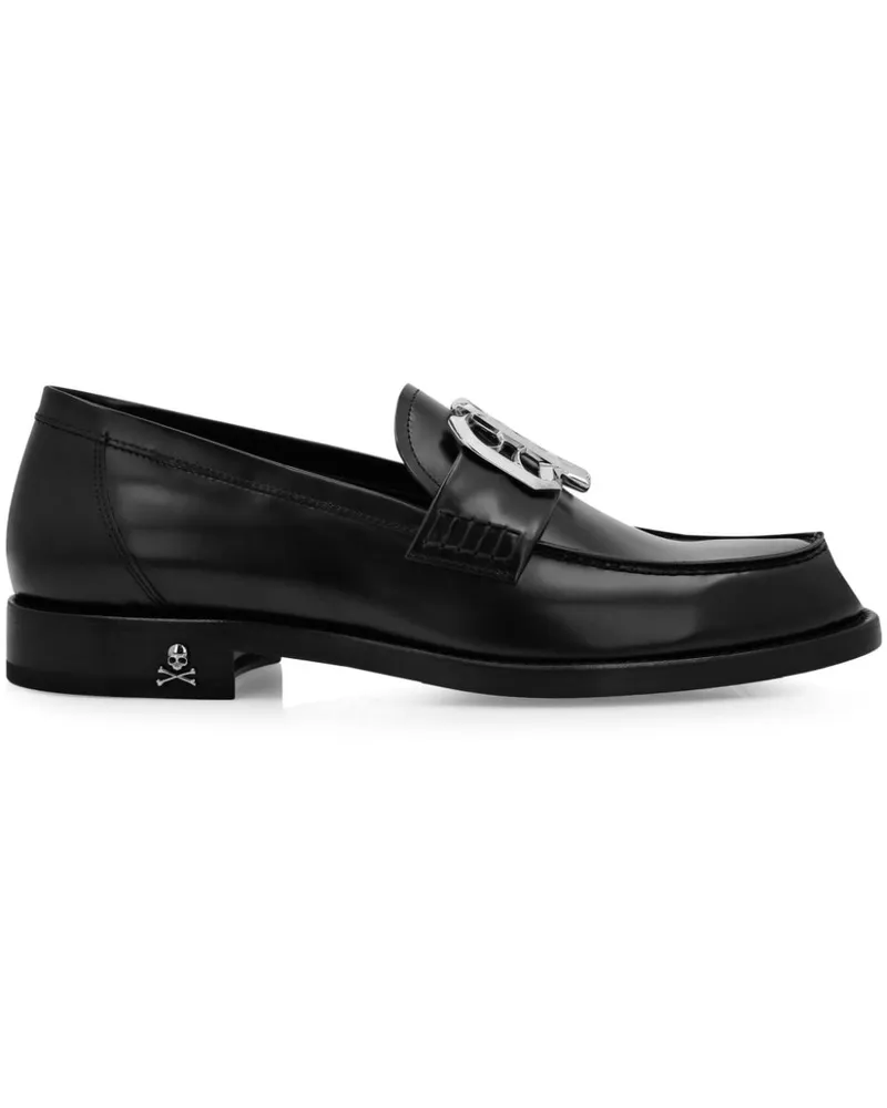 Philipp Plein Loafer mit Logo-Schild - Schwarz Schwarz