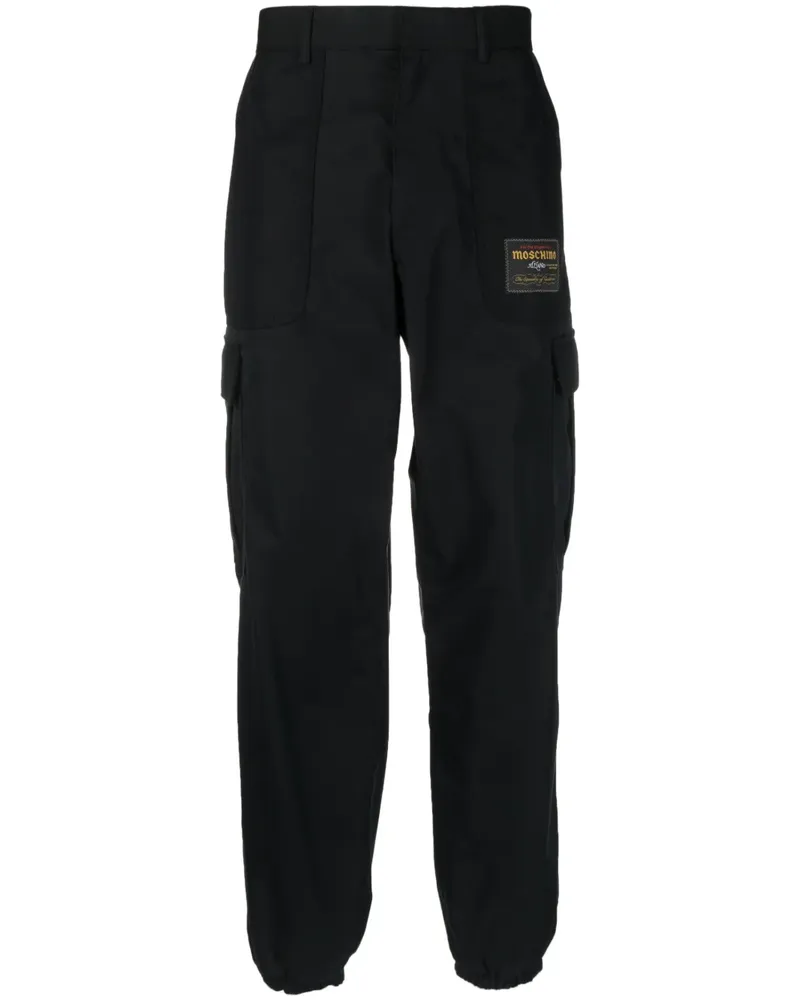 Moschino Cargohose mit Logo-Patch - Schwarz Schwarz