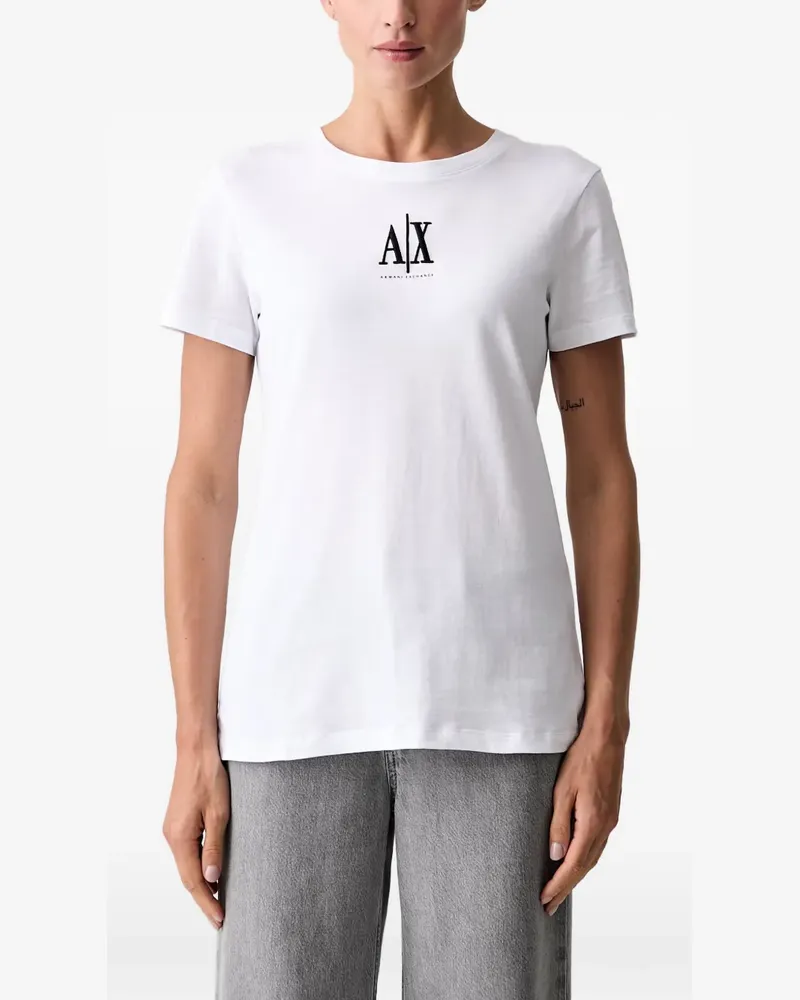 Armani Exchange T-Shirt mit Logo-Stickerei - Weiß Weiß