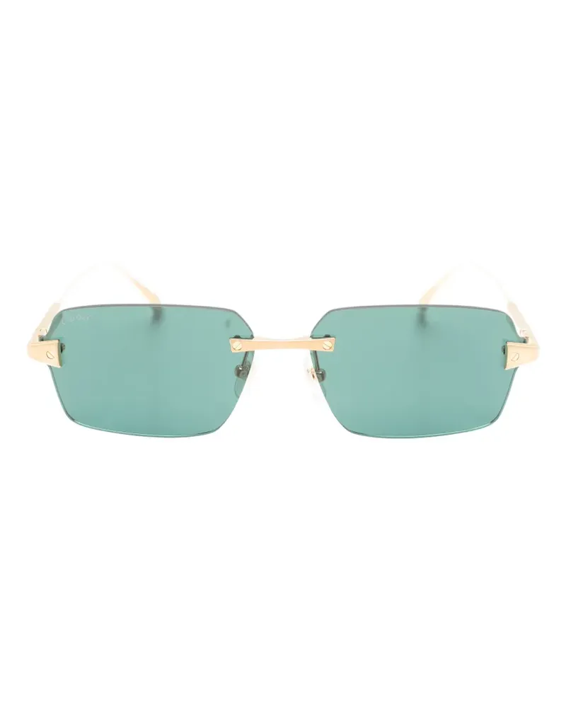 Cartier Santos de Cartier Sonnenbrille mit rechteckigem Gestell - Gold Gold