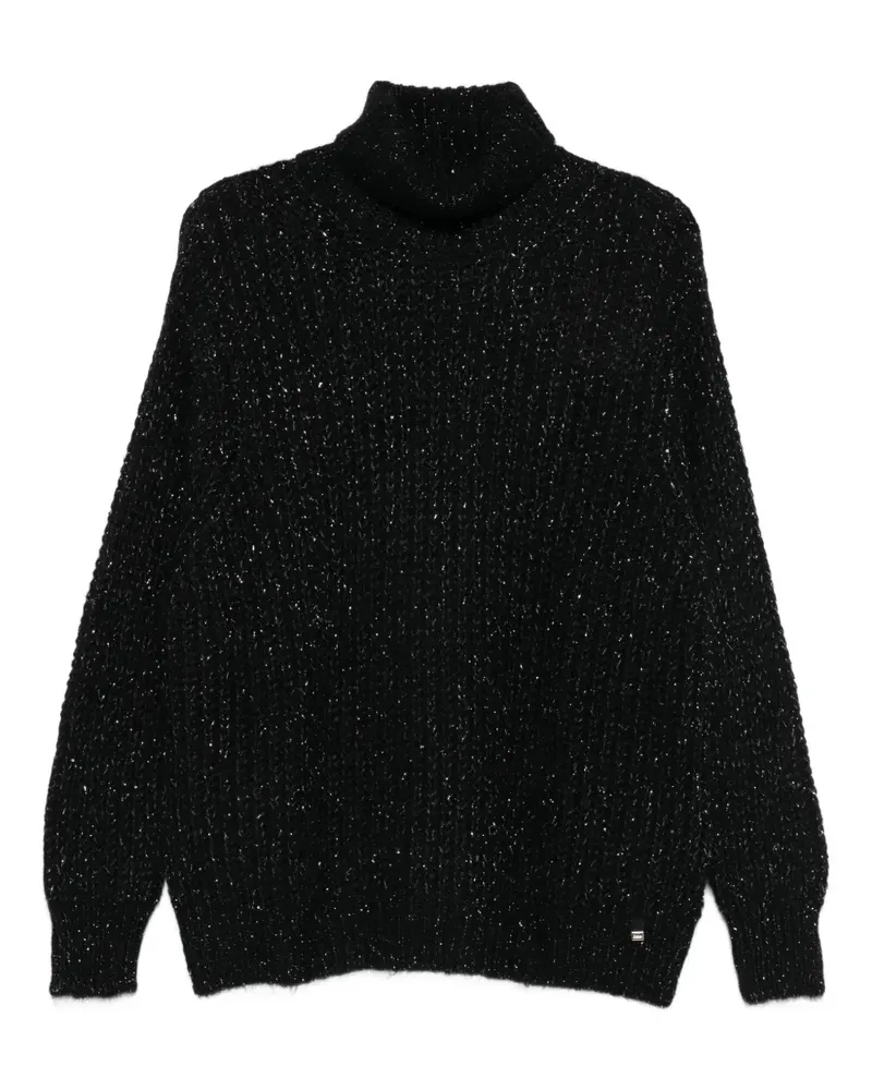 Herno Rollkragenpullover in Glitter-Strick - Schwarz Schwarz