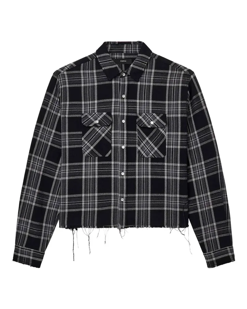PURPLE BRAND raw-edge checked shirt - Schwarz Schwarz