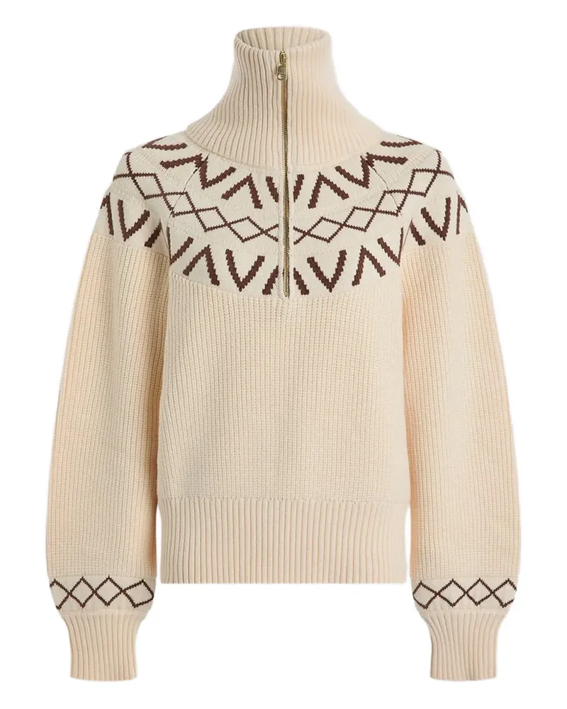 Varley Sigrid fairisle half-zip sweater - Nude Nude