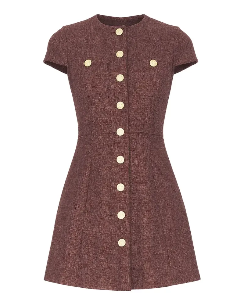 Alice + Olivia Kurzärmeliges Shiloh Kleid mit Knöpfen - Braun Braun
