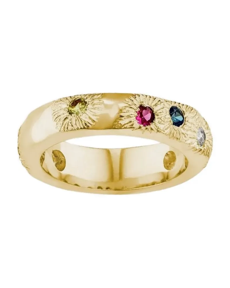 BLEUE BURNHAM Mycorrhizal textured multi-stone ring - Gold Gold