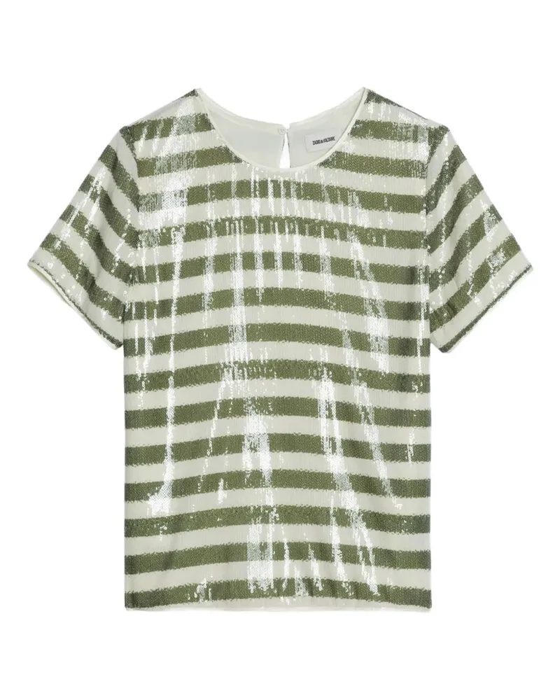 Zadig & Voltaire Tchao sequin stripe T-shirt - Grün Grün