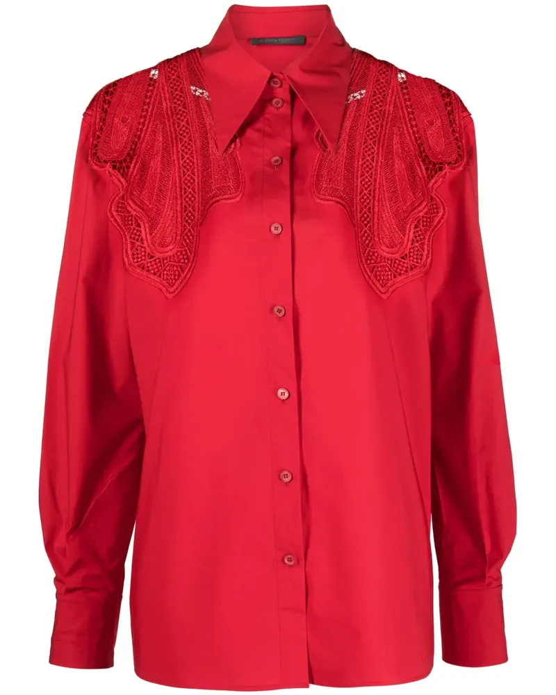 Alberta Ferretti Hemd mit Makramee-Einsätzen - Rot Rot