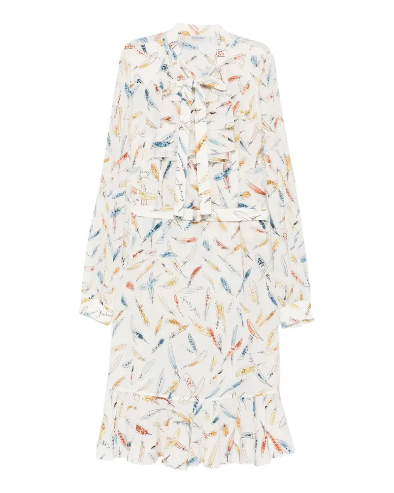 Burberry Quentin Blake feather-print midi dress - Nude Nude