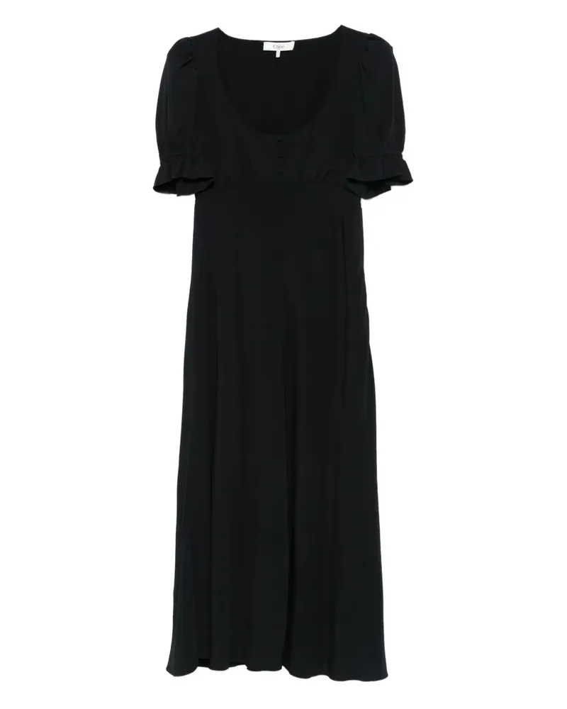 Chloé Geknöpftes Midikleid mit Puffärmeln - Schwarz Schwarz