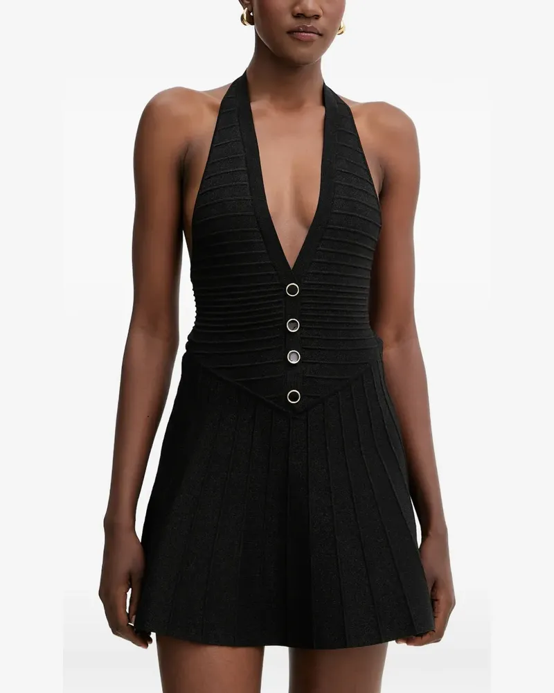 Retrofête Cinzia button-detail mini dress - Schwarz Schwarz