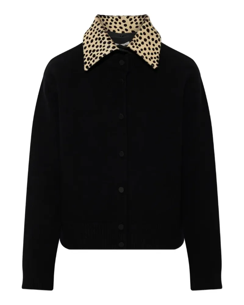 Róhe animal-print collar cardigan - Schwarz Schwarz