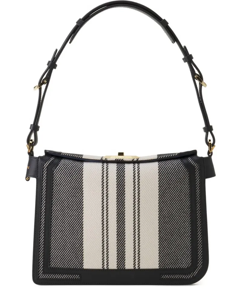 Lanvin Compagnon Schultertasche mit gestreiftem Schloss - Schwarz Schwarz