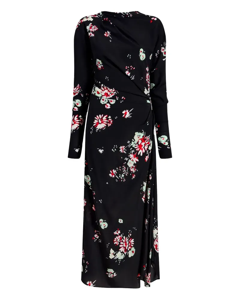 Proenza Schouler floral-print draped asymmetric day dress - Schwarz Schwarz
