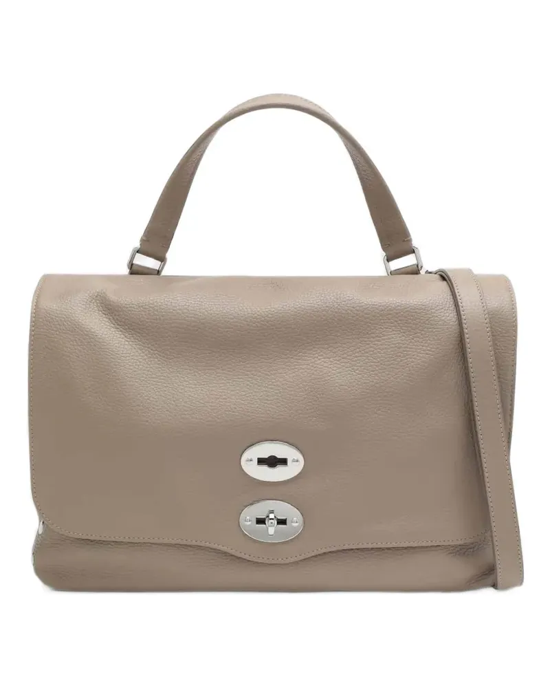 Zanellato medium Postina hammered leather tote bag - Grau Grau