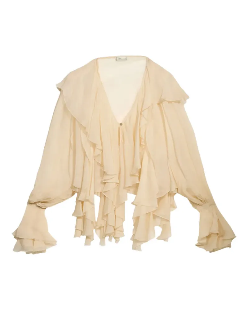 Blumarine Gerüschte Bluse aus Crêpe de Chine - Nude Nude