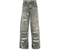 R3D Straight-Leg-Jeans im Distressed-Look
