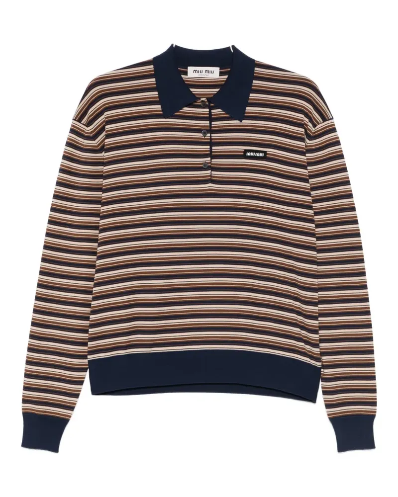 Miu Miu striped polo polo top - Braun Braun