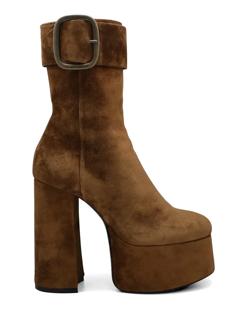 Saint Laurent Billy buckle-detail platform boots - Braun Braun