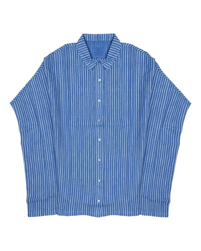 120% Lino vertical-stripe linen shirt - Blau Blau