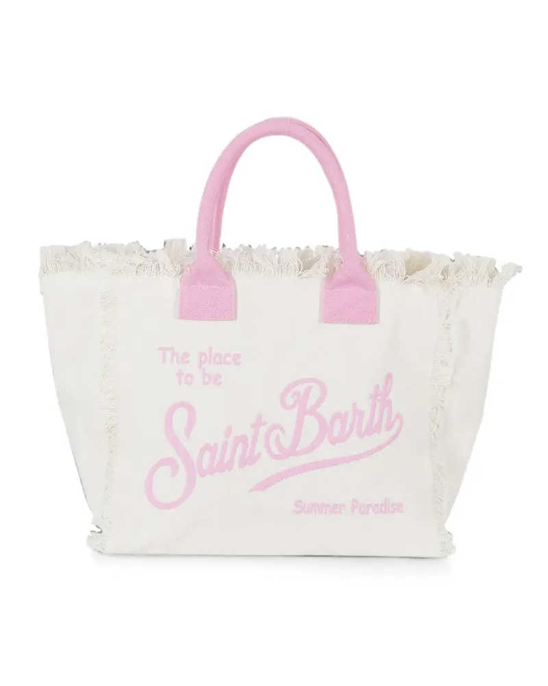 MC2 Saint Barth Vanity logo-embroidered frayed tote bag - Weiß Weiß