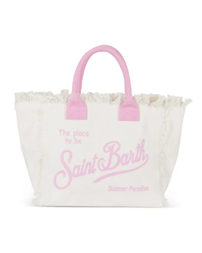 MC2 Saint Barth Vanity logo-embroidered frayed tote bag - Weiß Weiß