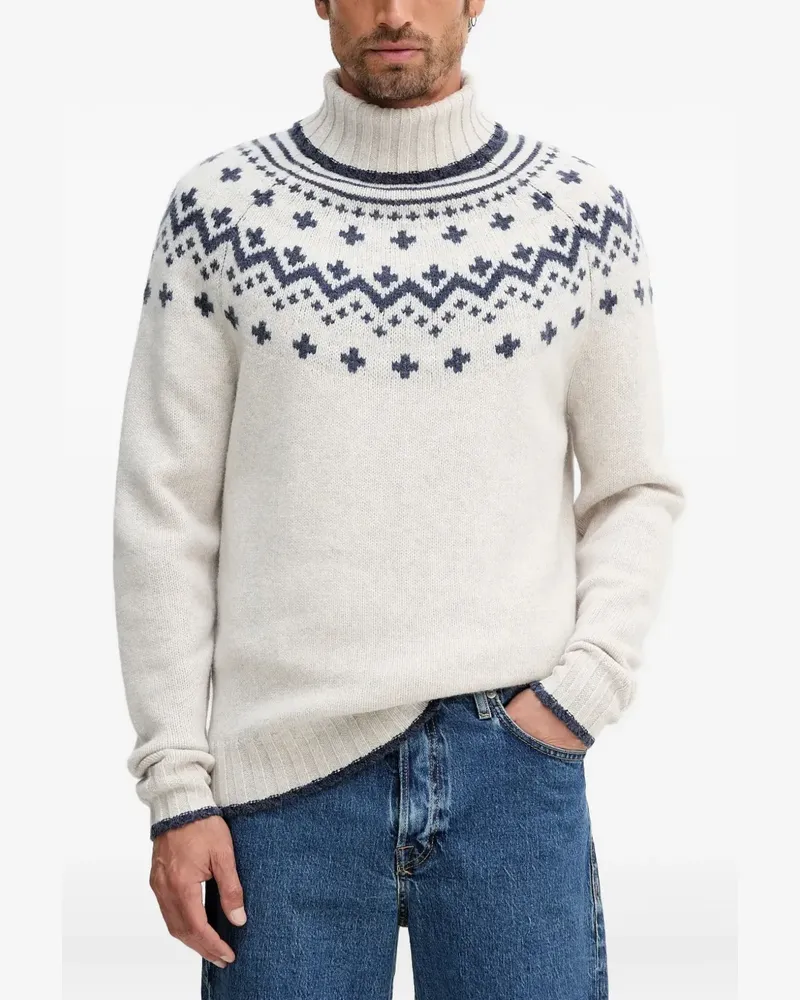 Barbour Gemusterter Rollkragenpullover - Weiß Weiß