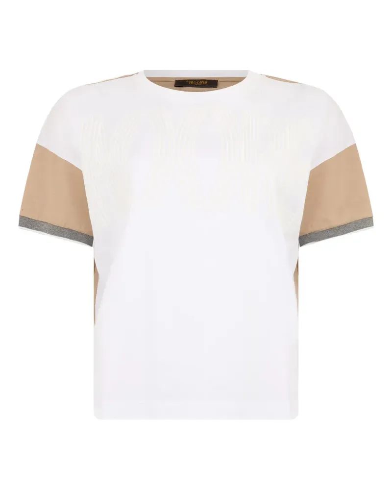 MOORER T-Shirt mit Logo-Print - Weiß Weiß