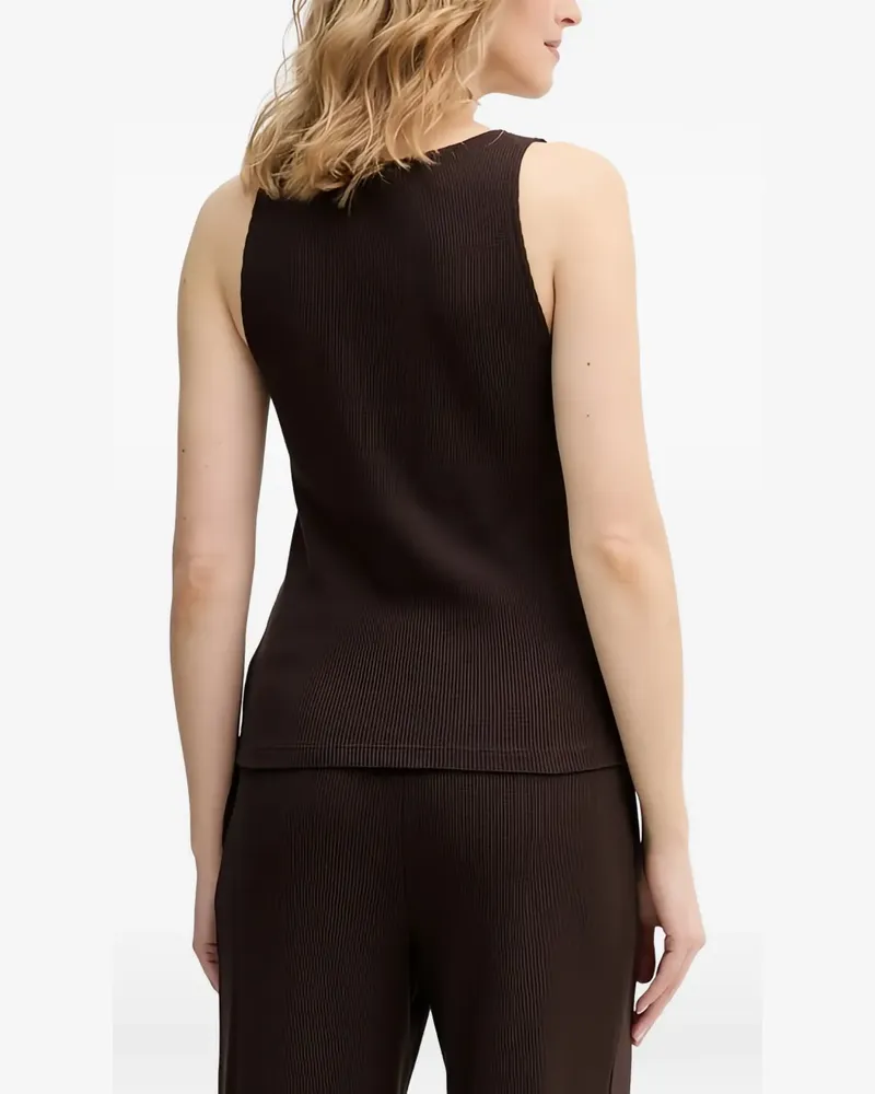 Karl Lagerfeld Waffeloptik-Tanktop mit rundem Ausschnitt - Braun Braun