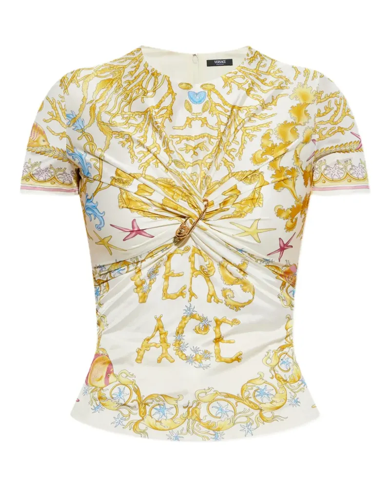 Versace Top mit Sicherheitsnadel - Weiß Weiß