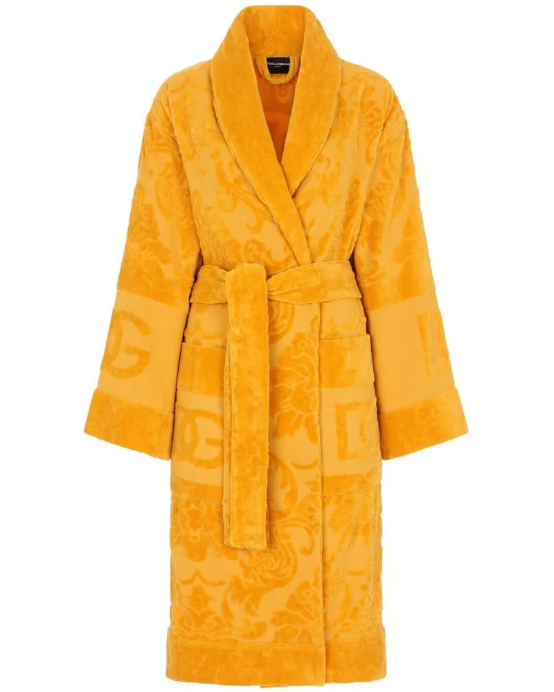 Dolce & Gabbana Frottee-Bademantel aus Jacquard - Orange Orange