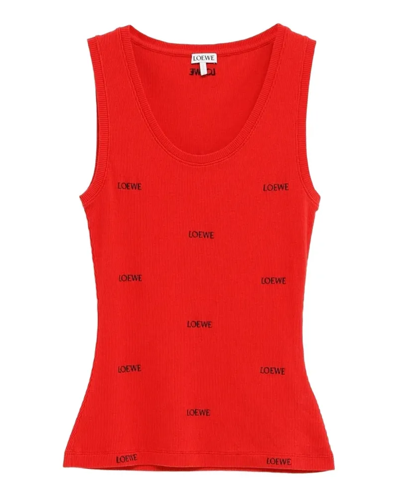 Loewe Geripptes Trägershirt mit Logo-Stickerei - Rot Rot