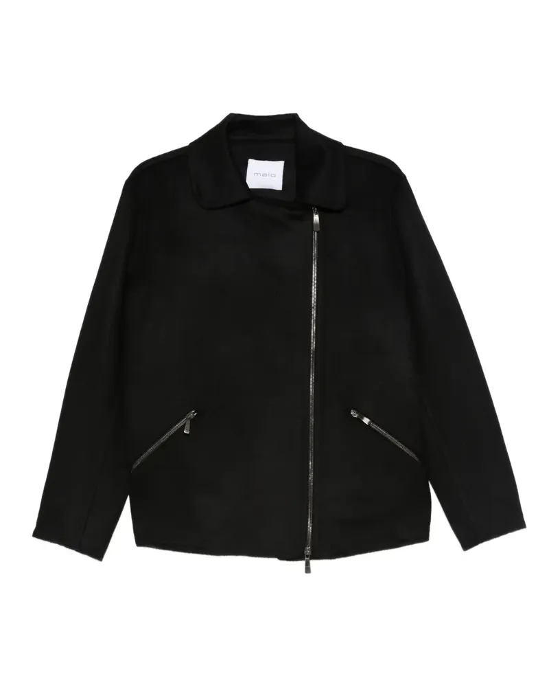 Malo Bikerjacke aus Kaschmir - Schwarz Schwarz