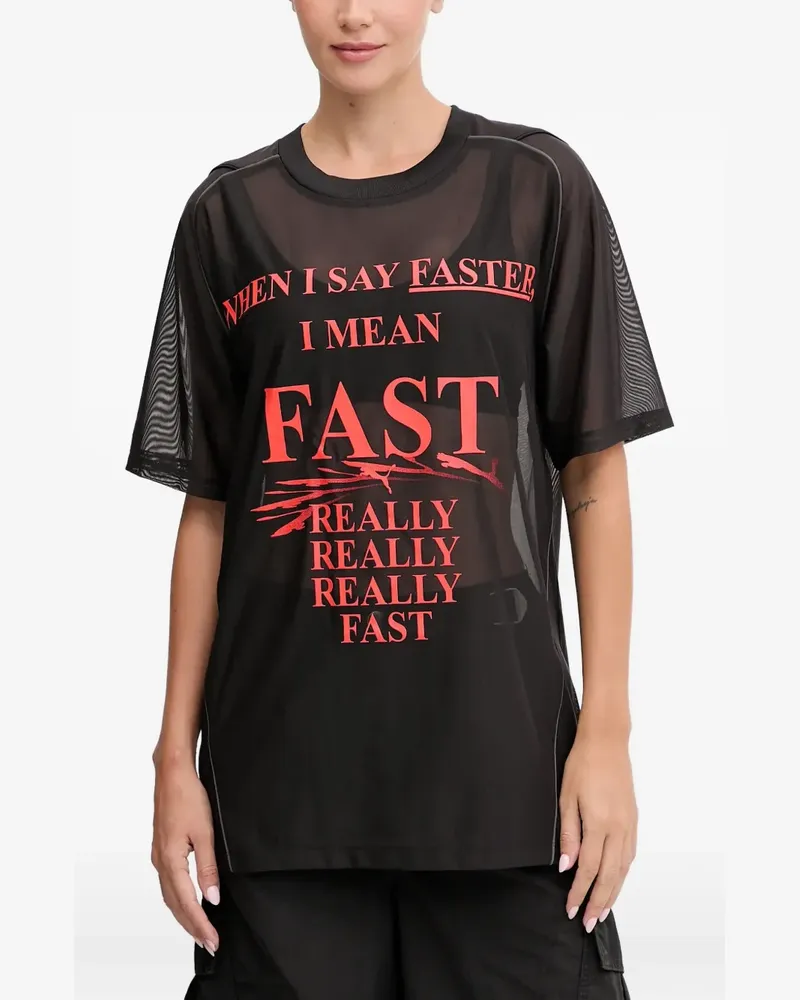 Puma T-Shirt aus Mesh mit Slogan-Print - Schwarz Schwarz