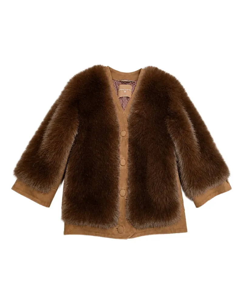 Ermanno Scervino faux-fur panelled coat - Braun Braun