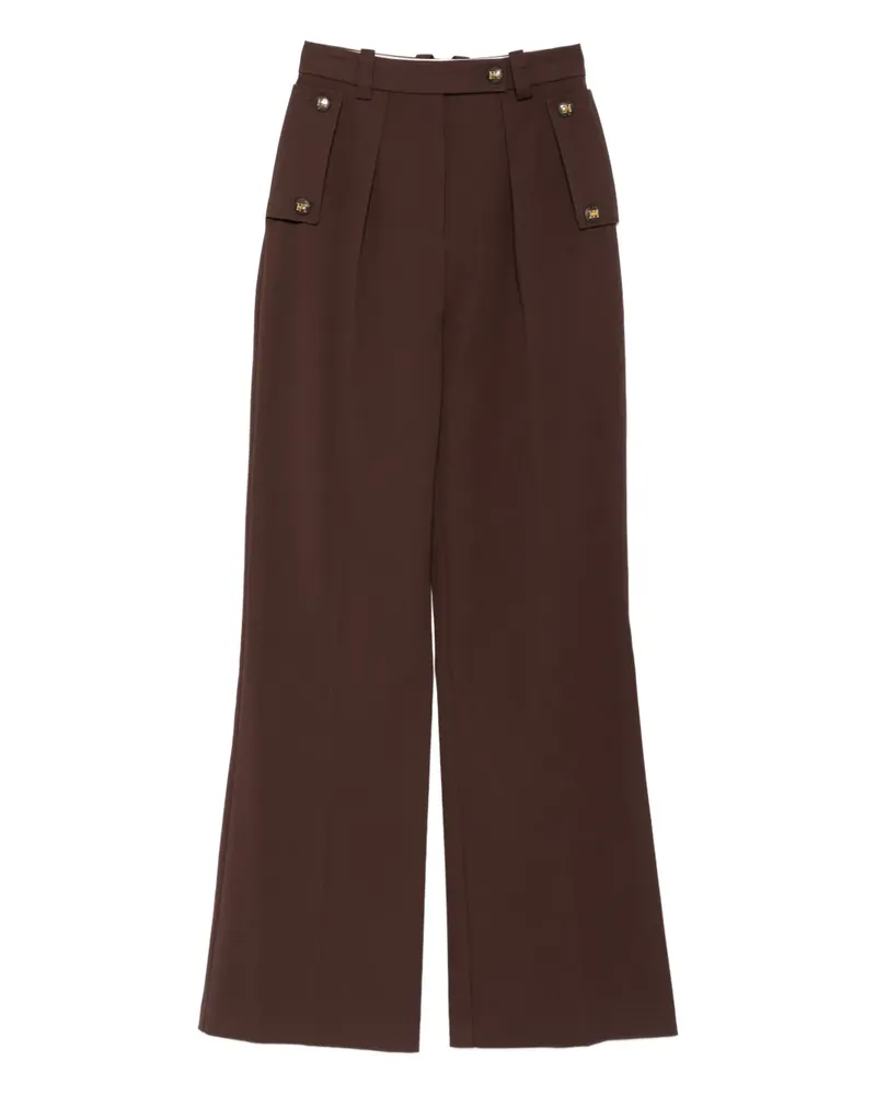 Elisabetta Franchi Plissierte Hose mit Knopfdetail - Braun Braun