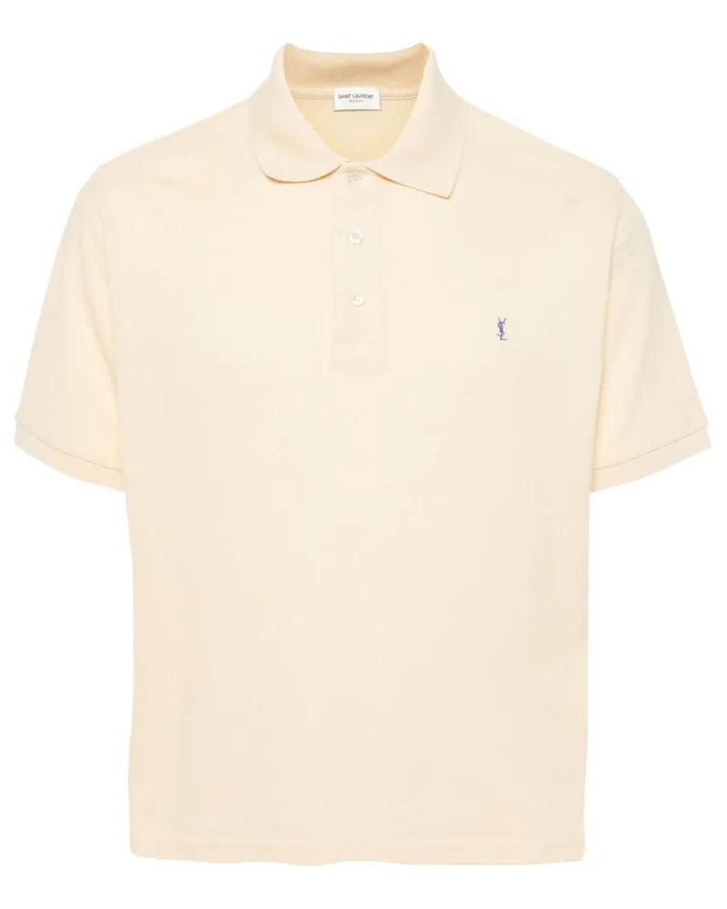 Saint Laurent Cassandre Poloshirt mit Logo-Stickerei - Gelb Gelb