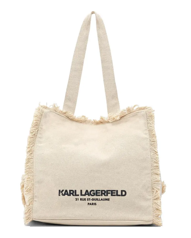 Karl Lagerfeld K/RSG fringed logo-print tote bag - Nude Nude