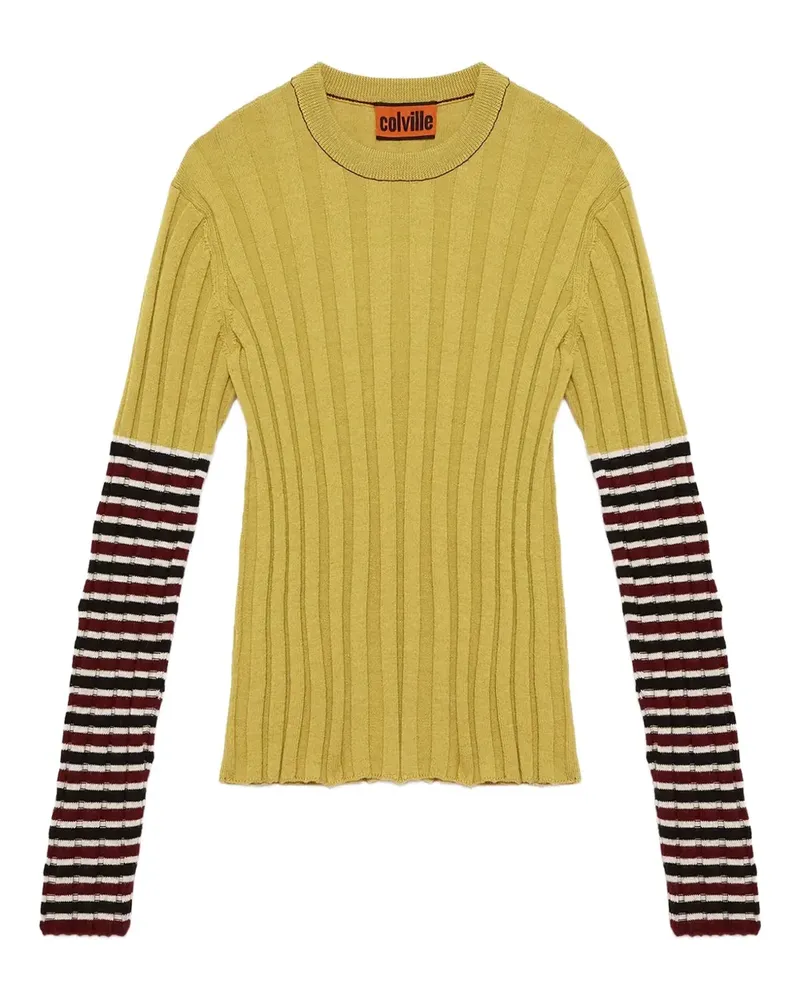 Colville Gerippter Pullover mit Streifen - Gelb Gelb