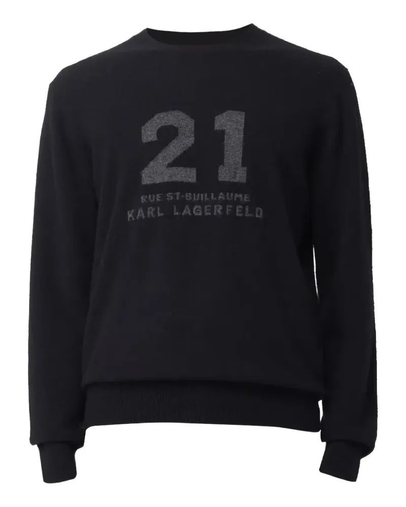 Karl Lagerfeld Feinstrickpullover mit grafischem Print - Schwarz Schwarz