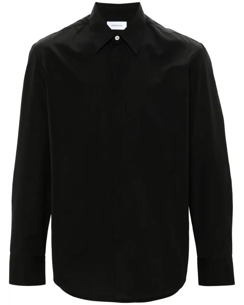 Ferragamo Hemd aus Popeline - Schwarz Schwarz