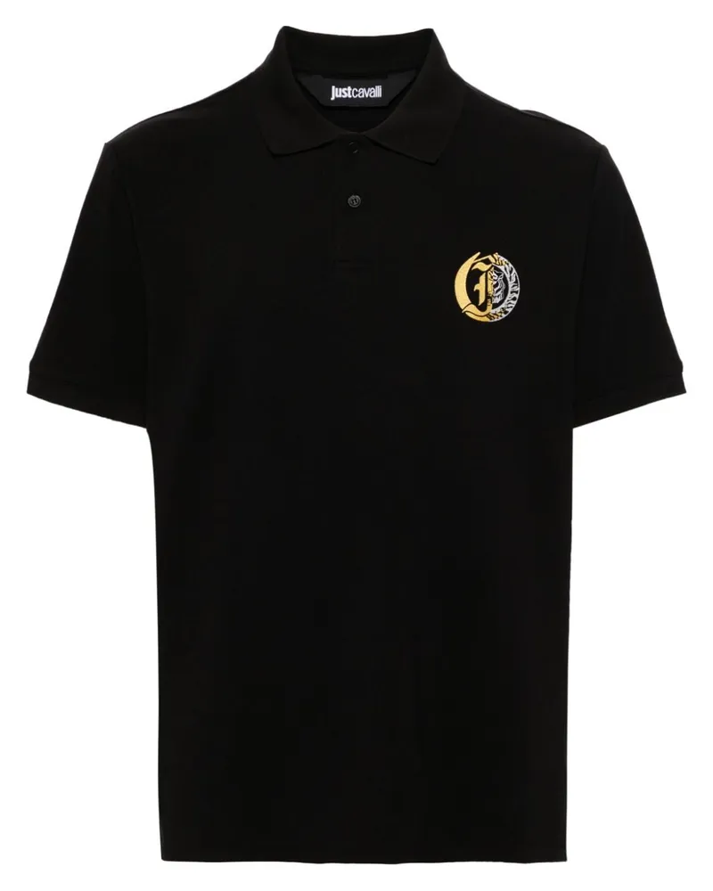 Just Cavalli Pikee-Poloshirt mit Logo-Print Schwarz