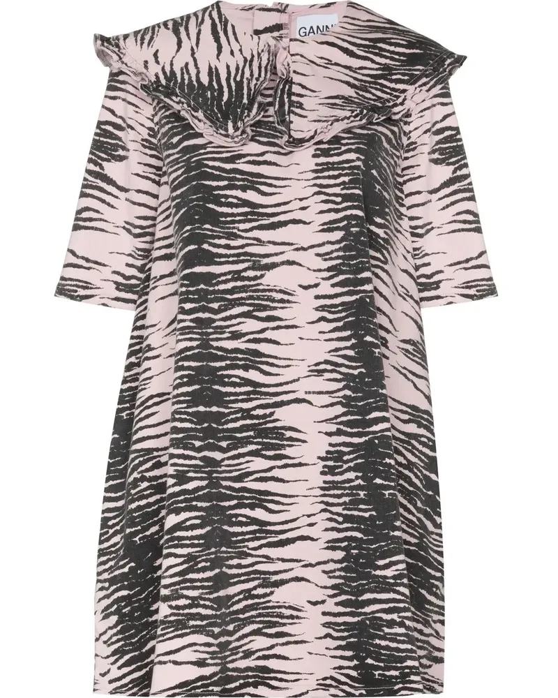 Ganni Kleid mit Tiger-Print - Schwarz Schwarz